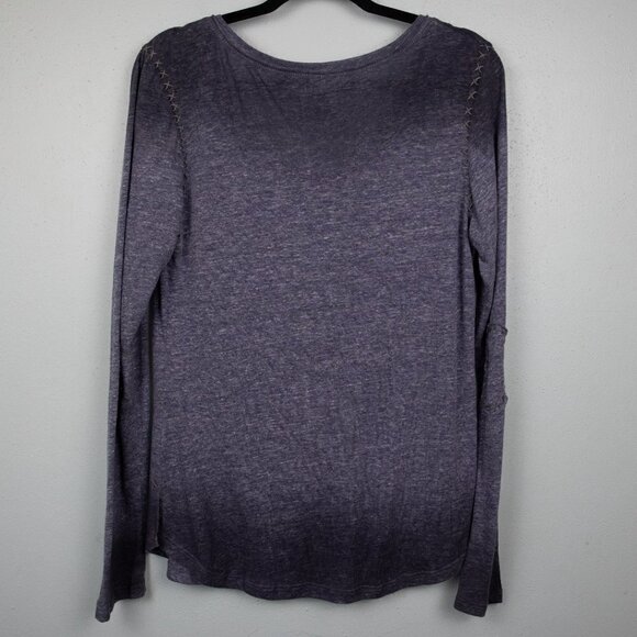 Double D Ranch blue ombré tuxedo ruffle long sleeve top-L - Picture 5 of 5